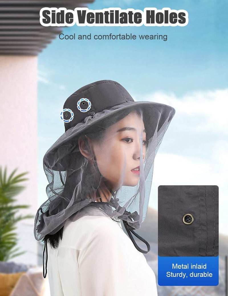Zhula Mosquito Sun Hat with Net, Concealable Mesh, Drawstring Adjustable Skirt and Wind Cord, for Fishing Beekeeping Gardening - Image 5